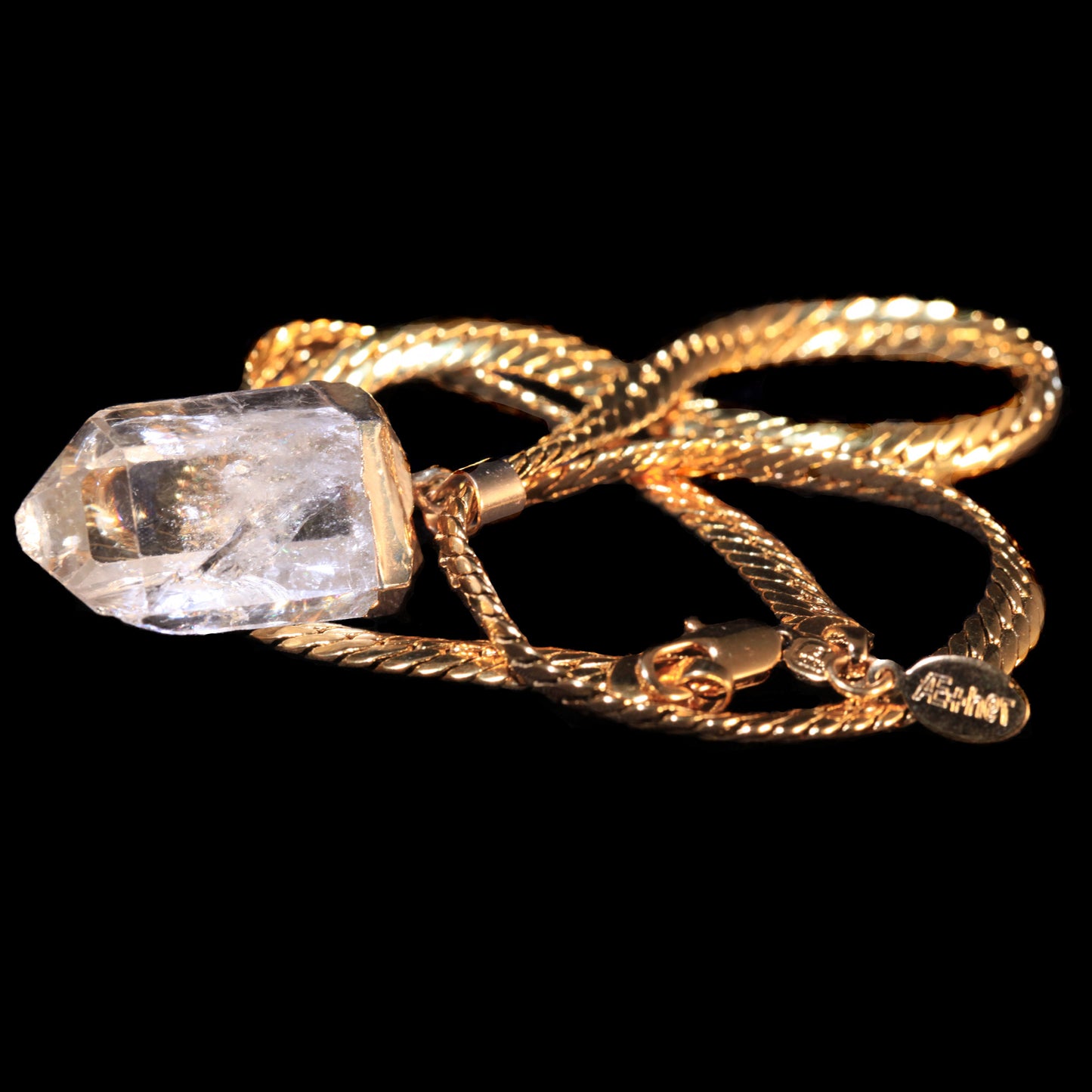 Clear Quartz Point on Herringbone