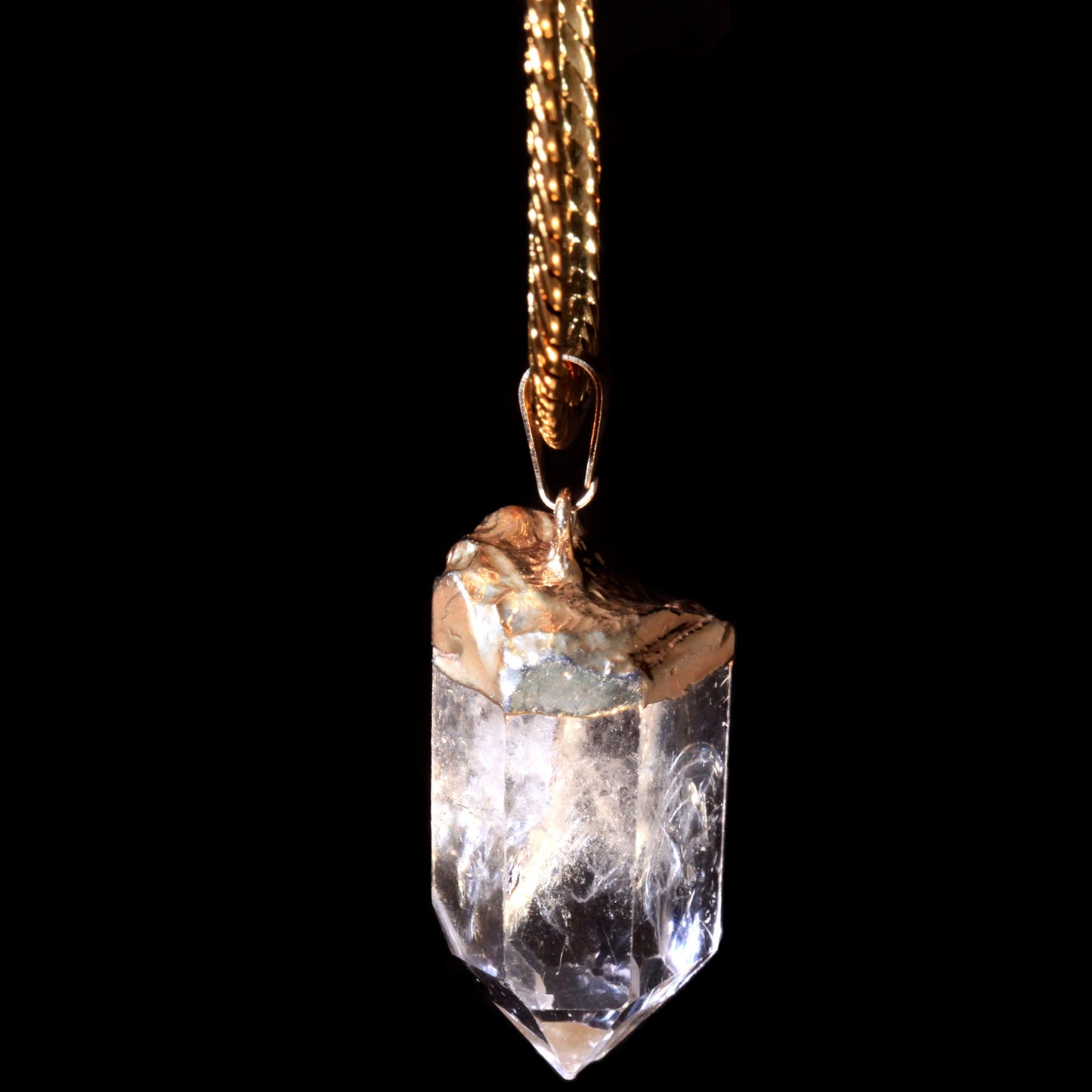 Clear Quartz Point on Herringbone