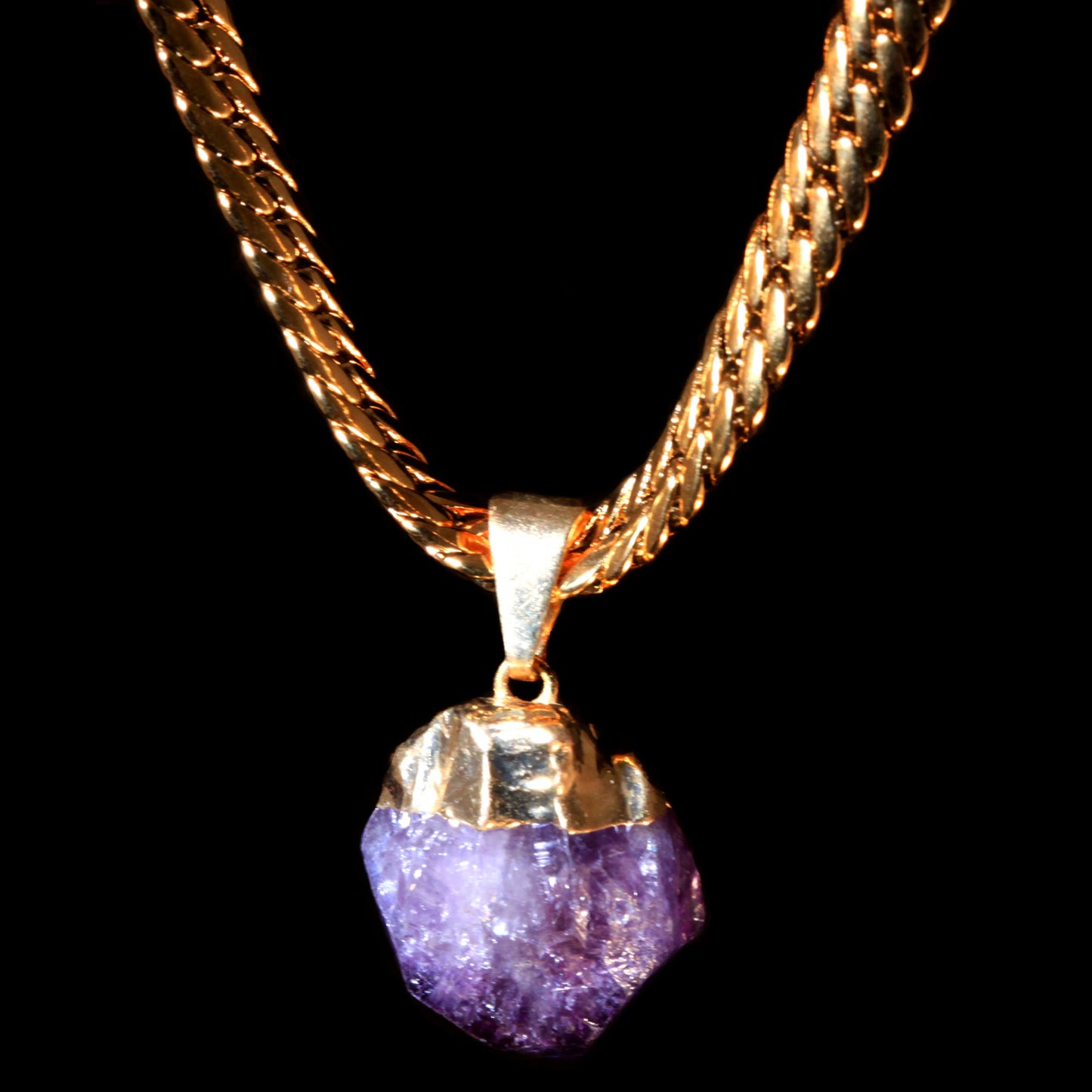 Raw Amethyst Point on Herringbone