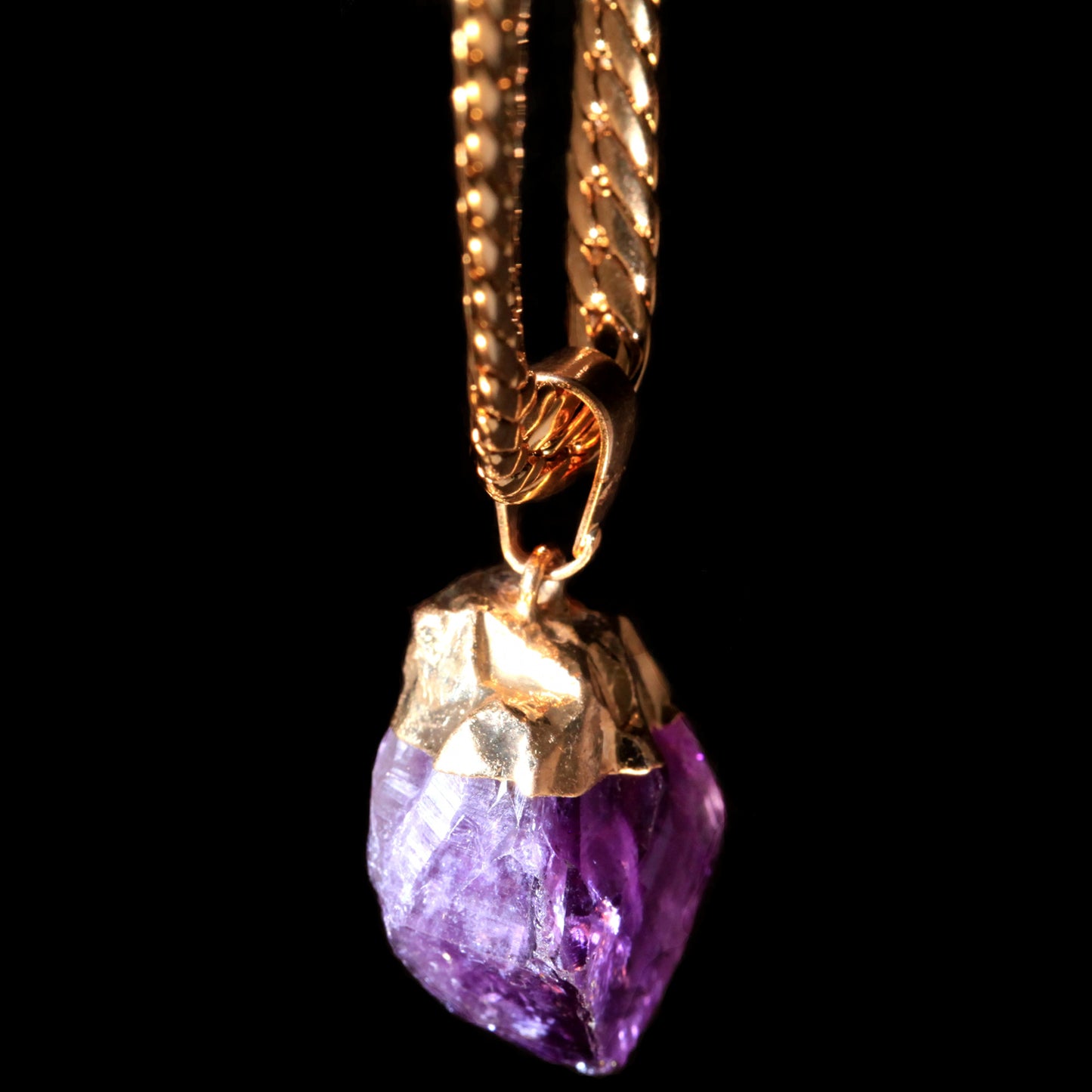 Raw Amethyst Point on Herringbone