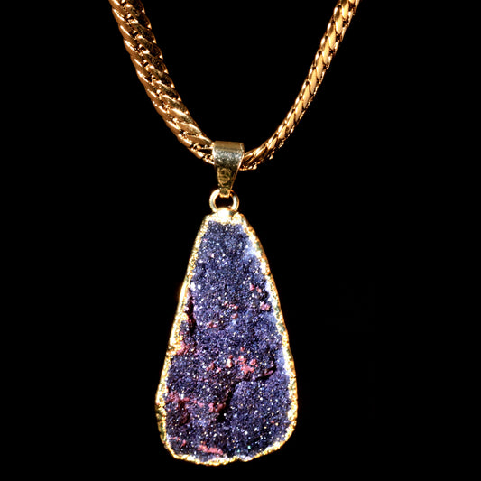Natural Agate Druzy on Herringbone