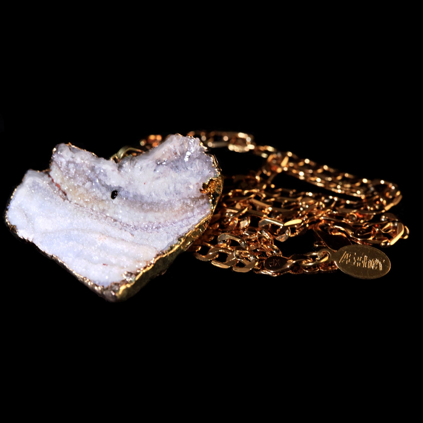 Chalcedony Druzy Heart on Curb