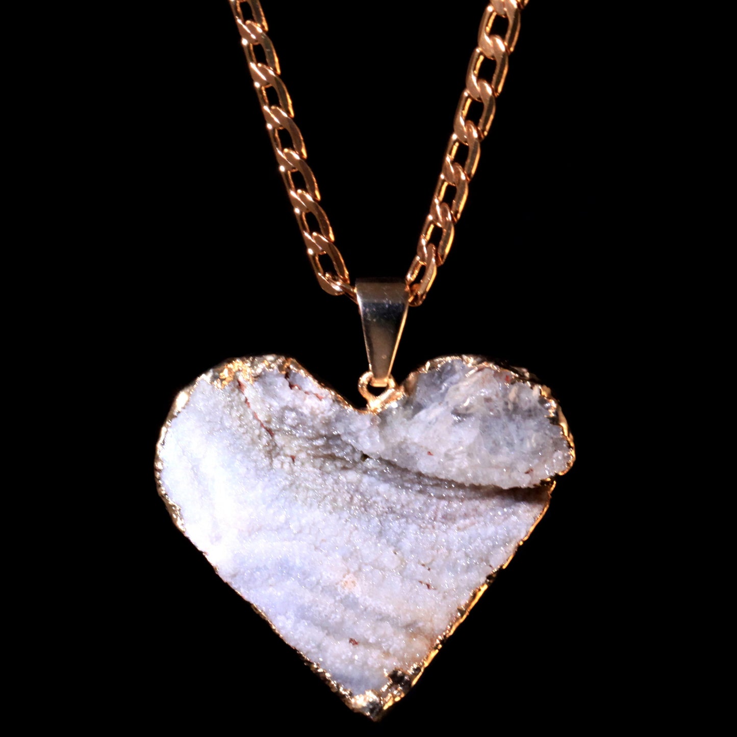 Chalcedony Druzy Heart on Curb