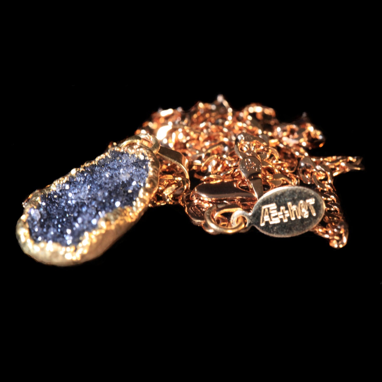 Petite Black Agate Druzy on Curb