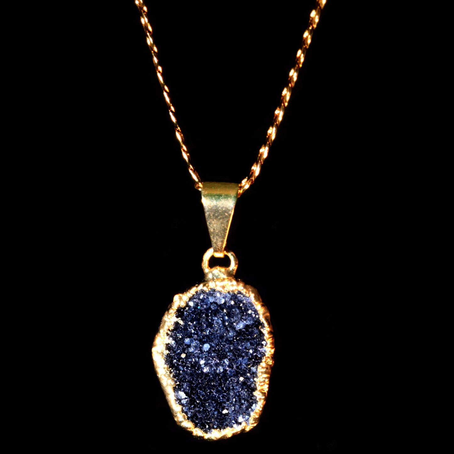 Petite Black Agate Druzy on Curb