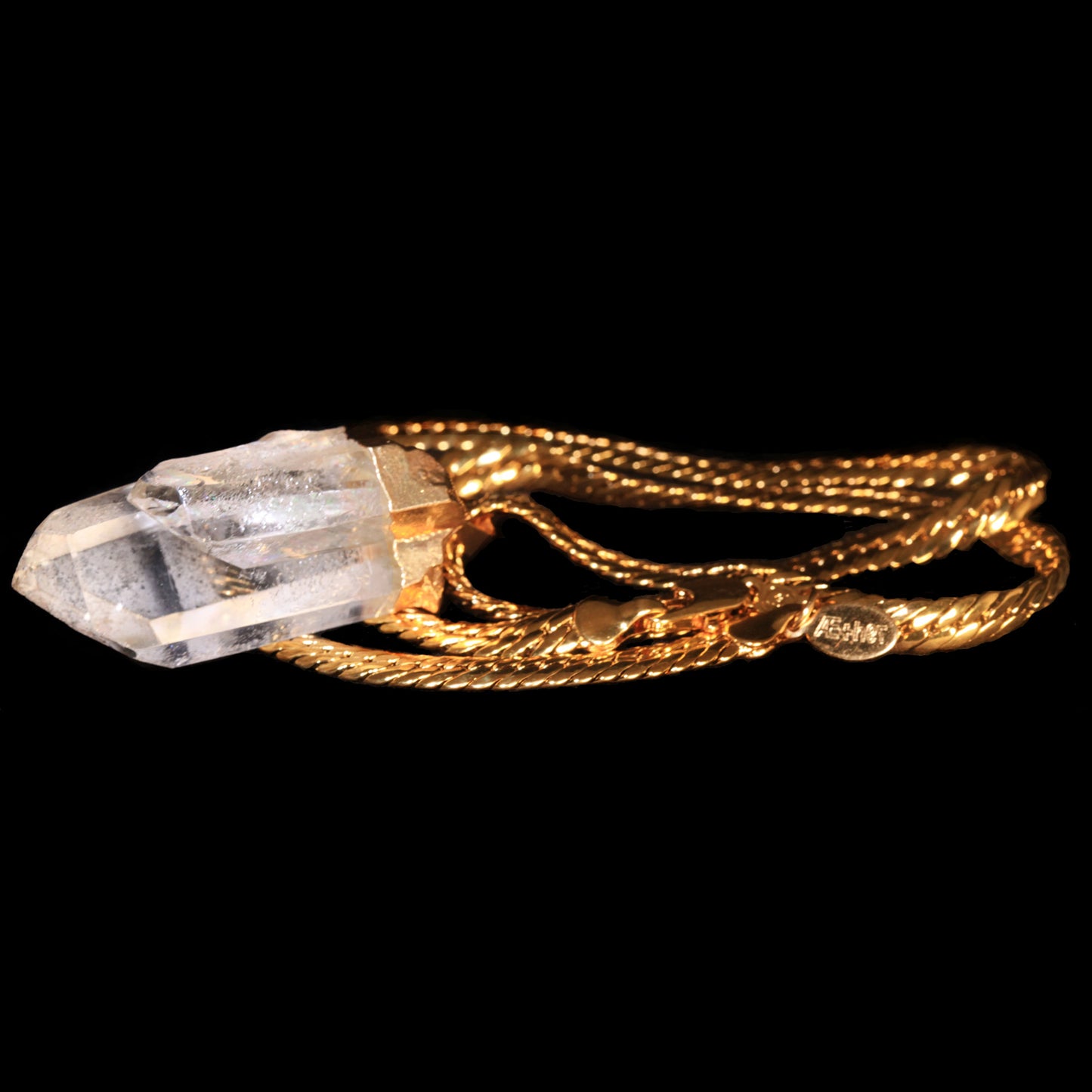 Clear Quartz Point on Herringbone