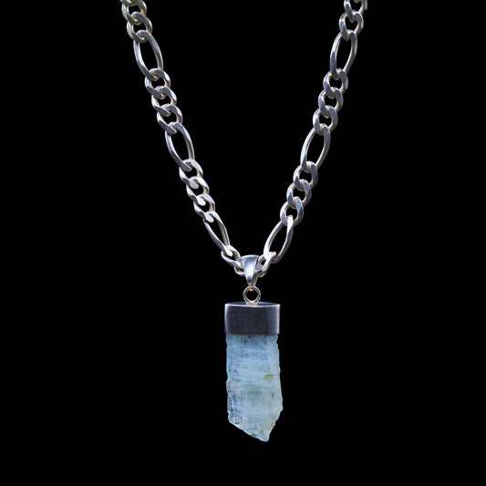 Raw Aquamarine Blade on Sterling Silver Figaro