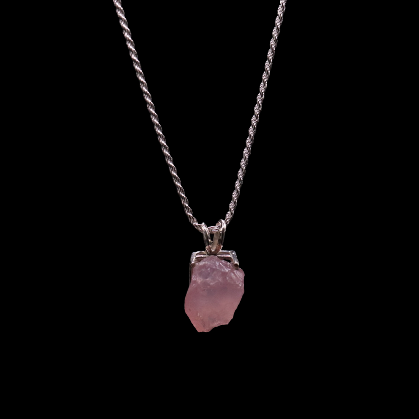 Natural Madagascan Rose Quartz Solitaire on Rope