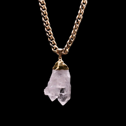 Raw Clear Quartz Cluster on Beveled Curb