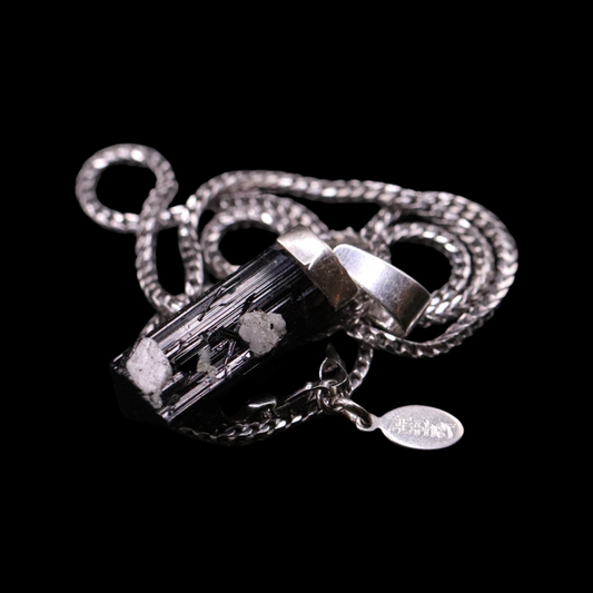 Raw Black Tourmaline with Quartz Inclusions on Franco