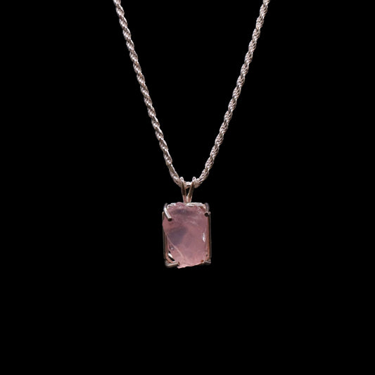 Natural Madagascan Rose Quartz Solitaire on Rope
