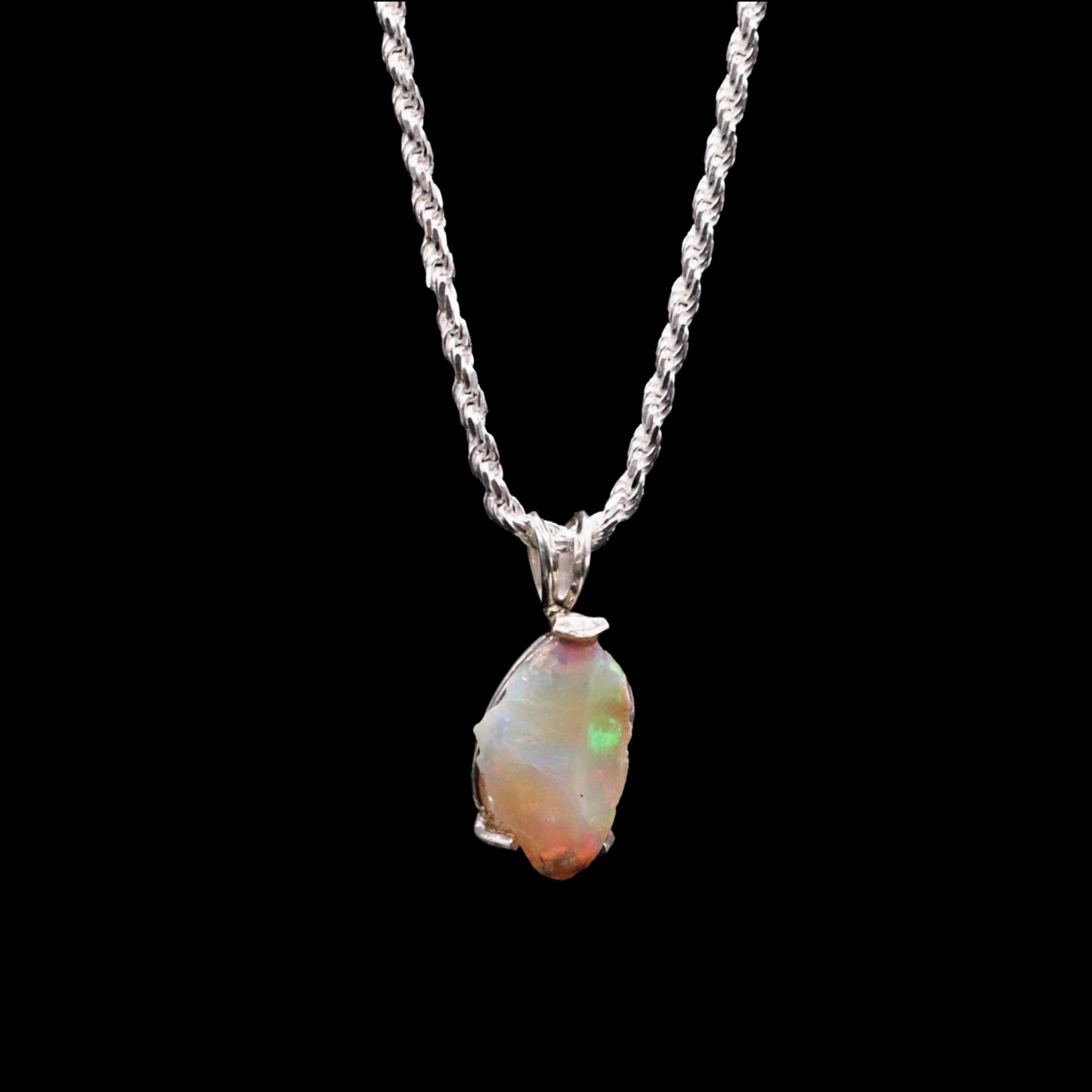 Natural Ethiopian Opal Solitaire on Rope