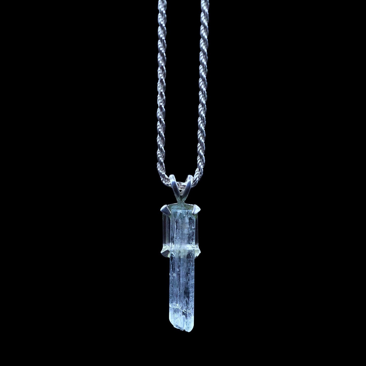 Raw Aquamarine on Sterling Silver Rope