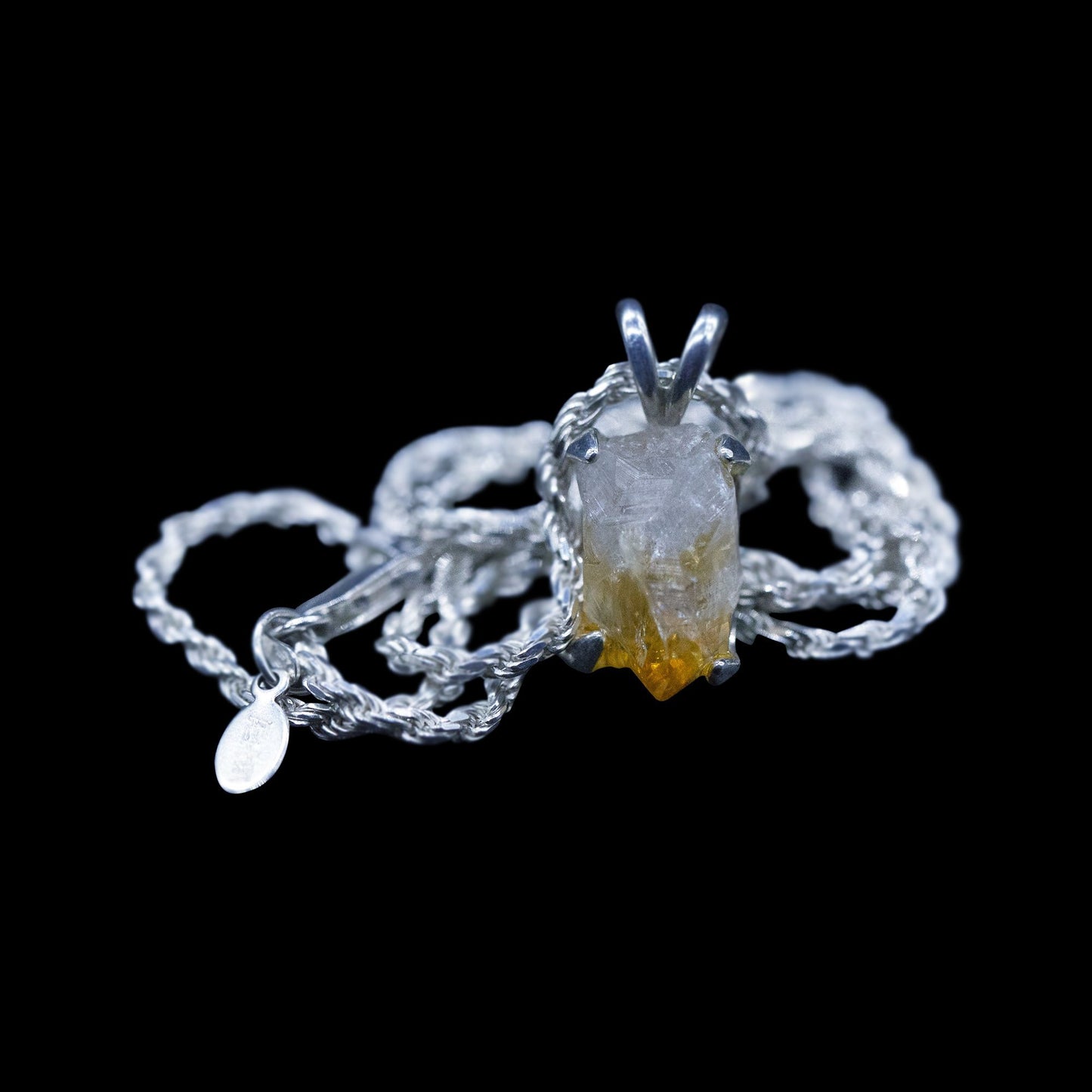 Raw Citrine on Sterling Silver Rope