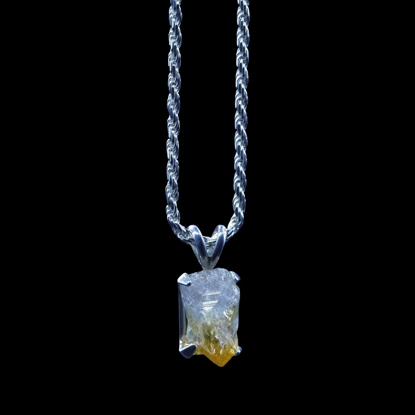 Raw Citrine on Sterling Silver Rope