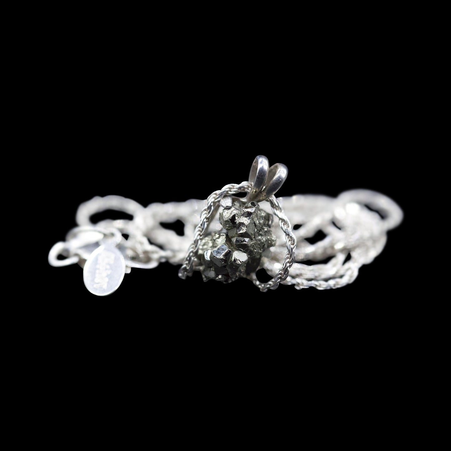 Raw Pyrite Solitaire on Sterling Silver Rope