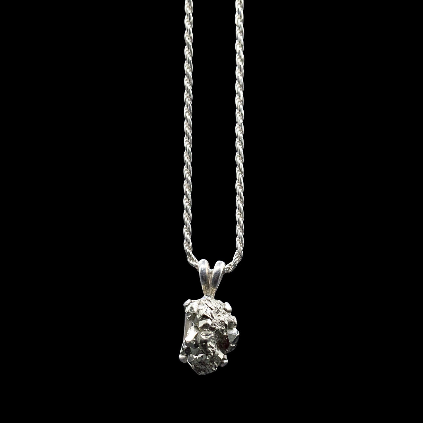 Raw Pyrite Solitaire on Sterling Silver Rope