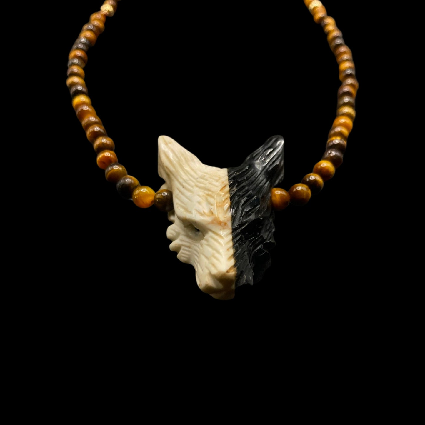 HARVESTMOON22 X HOWLITE + BLACK OBSIDIAN ON YELLOW TIGER EYE
