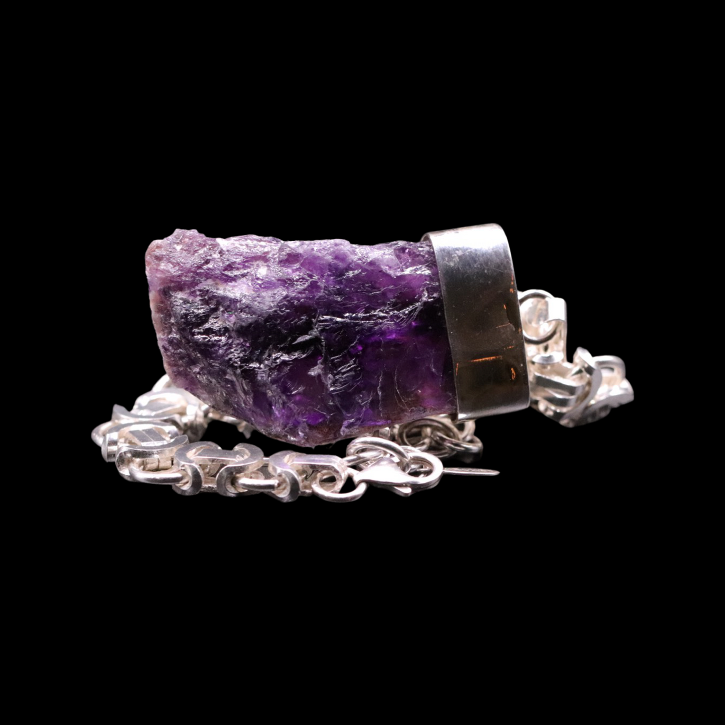Natural Amethyst on Handmade European Byzantine Chain