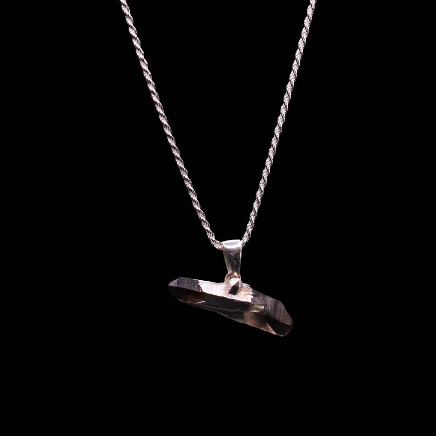 Raw Double Terminated Smoky Quartz on Rope