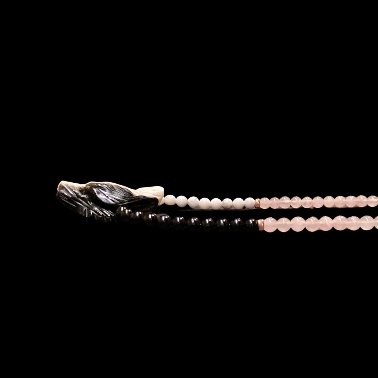 PINKMOON22 X HOWLITE + BLACK OBSIDIAN ON ROSE QUARTZ + HOWLITE + BLACK TOURMALINE