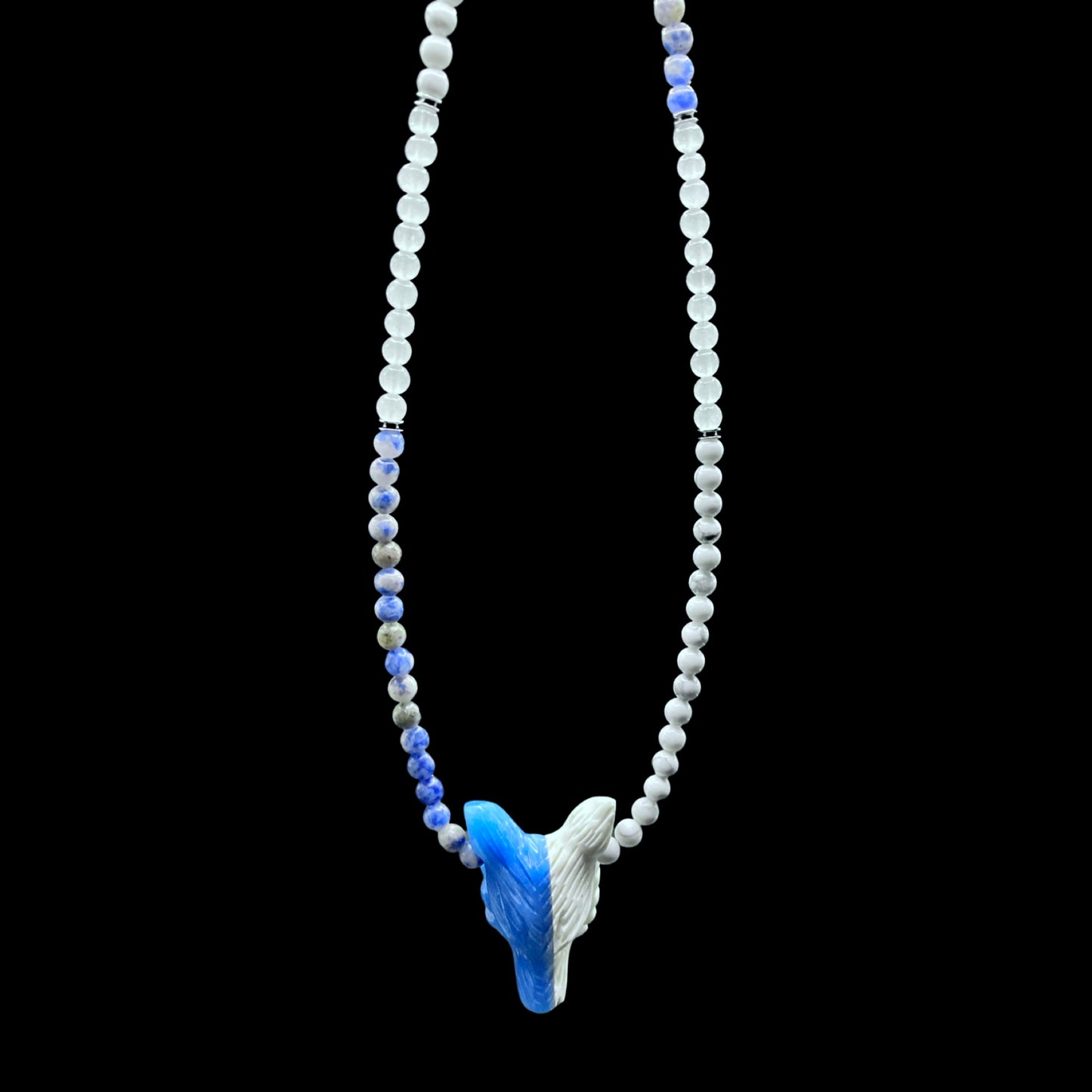 STURGEONMOON22 X HOWLITE + BLUE JASPER ON HOWLITE + BLUE JASPER + WHITE JADE
