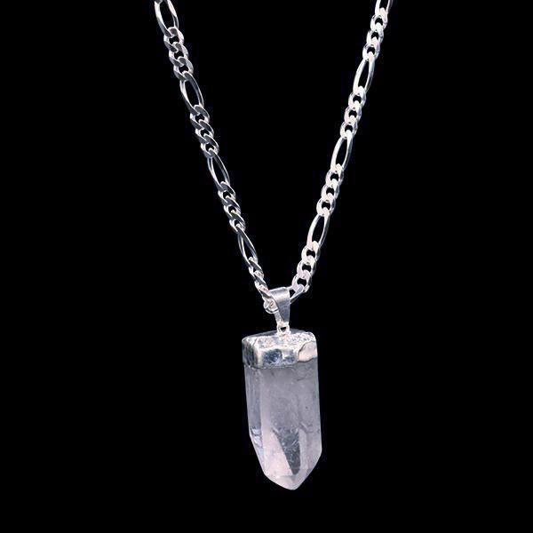 Clear Quartz Point on Sterling Silver Figaro