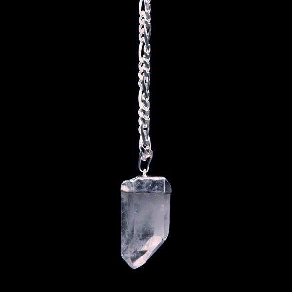Clear Quartz Point on Sterling Silver Figaro