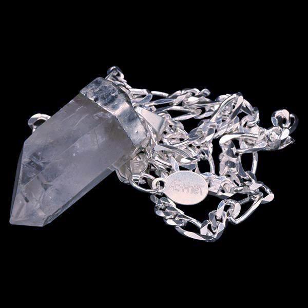 Clear Quartz Point on Sterling Silver Figaro