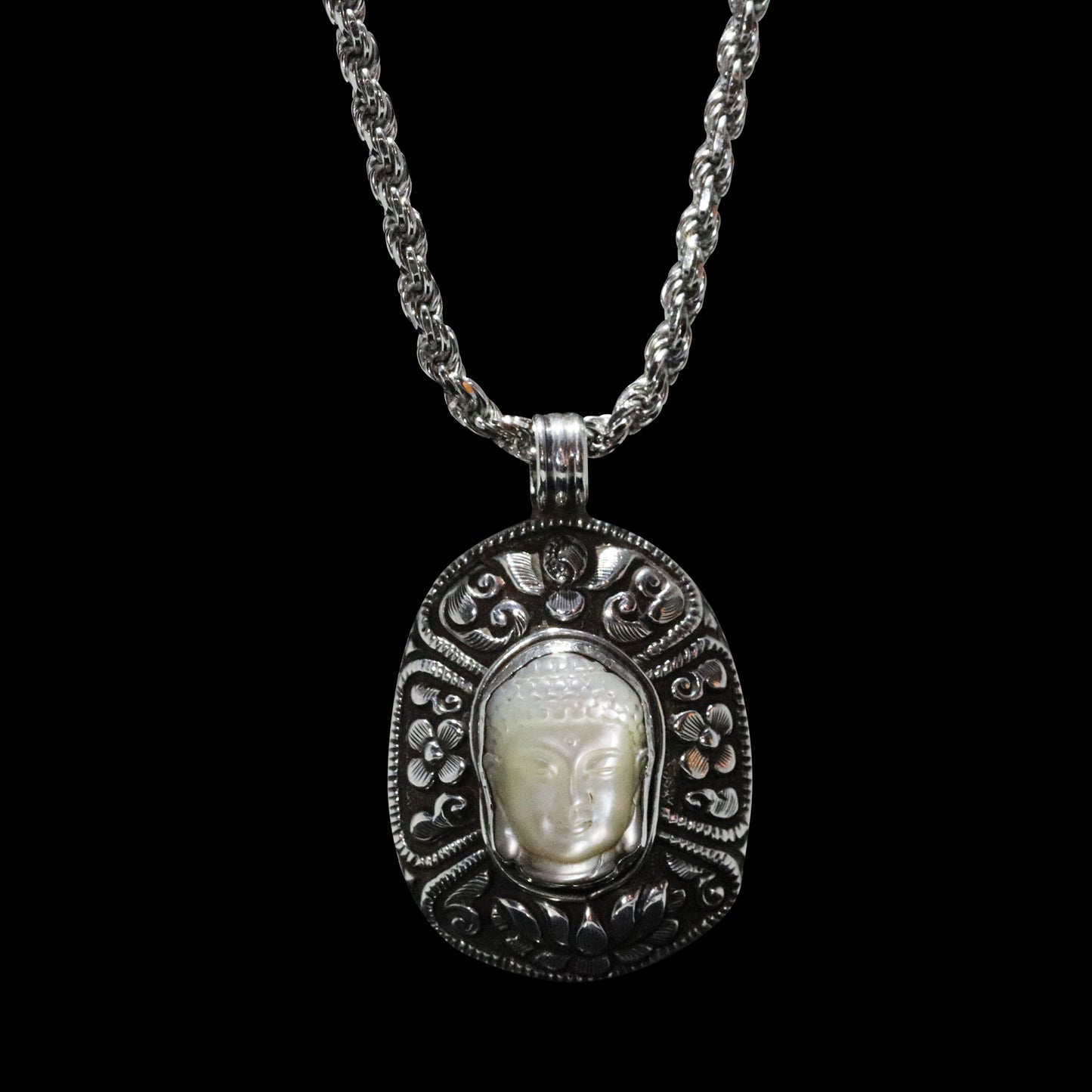 MOONSTONE BUDDHA MEDALLION