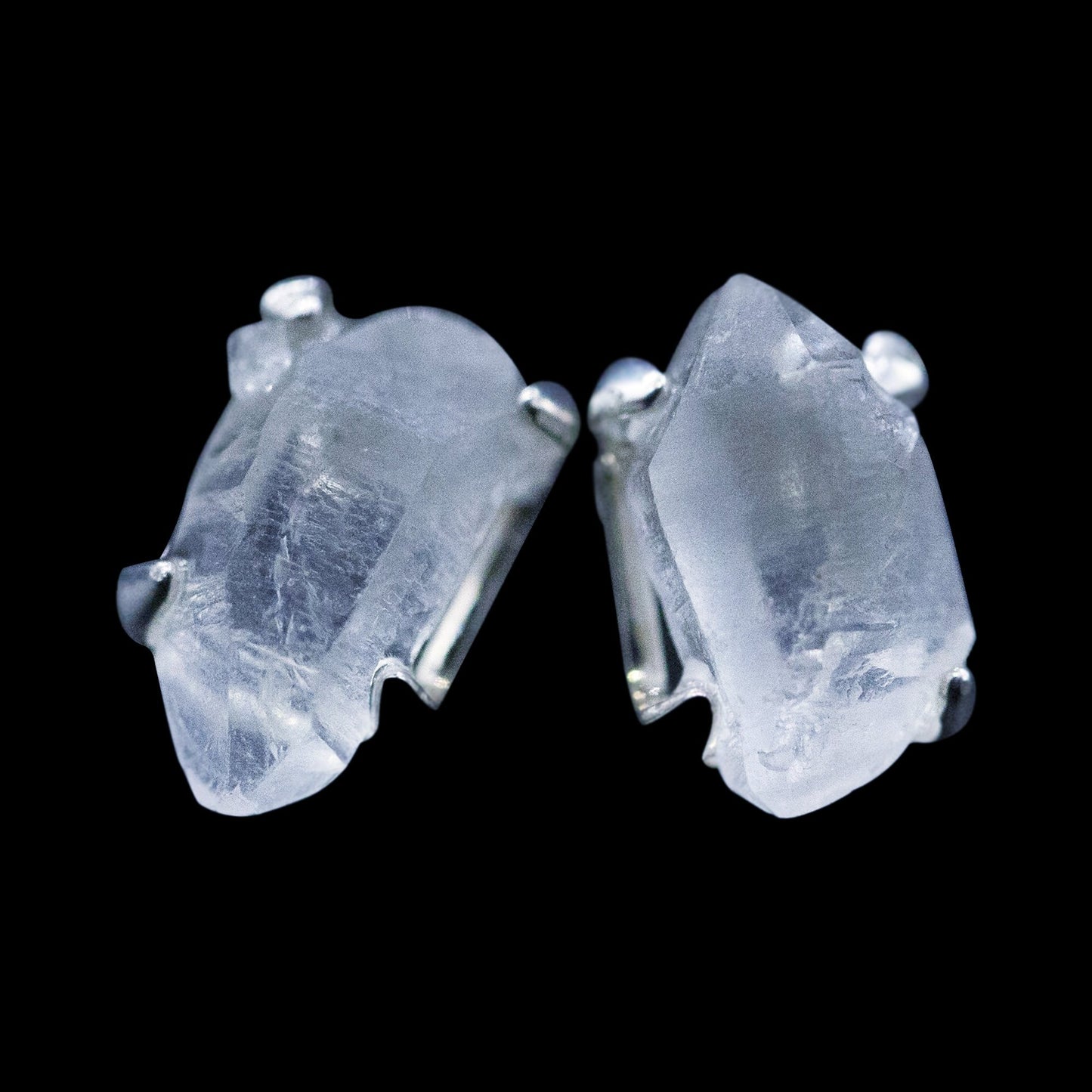 Raw Quartz Point Sterling Silver Earrings