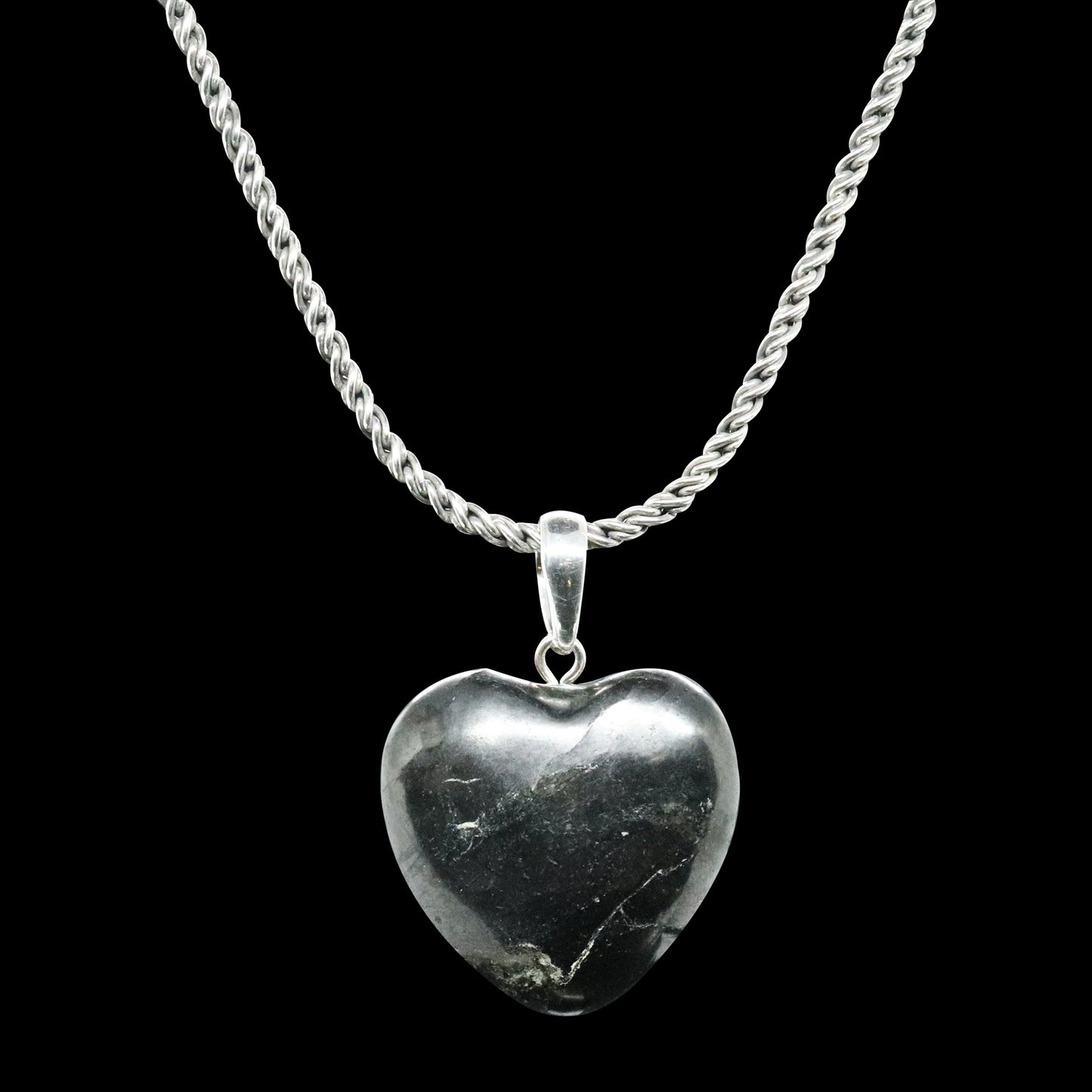 BLACKOUT SHUNGITE HEART X REVERSE ROPE