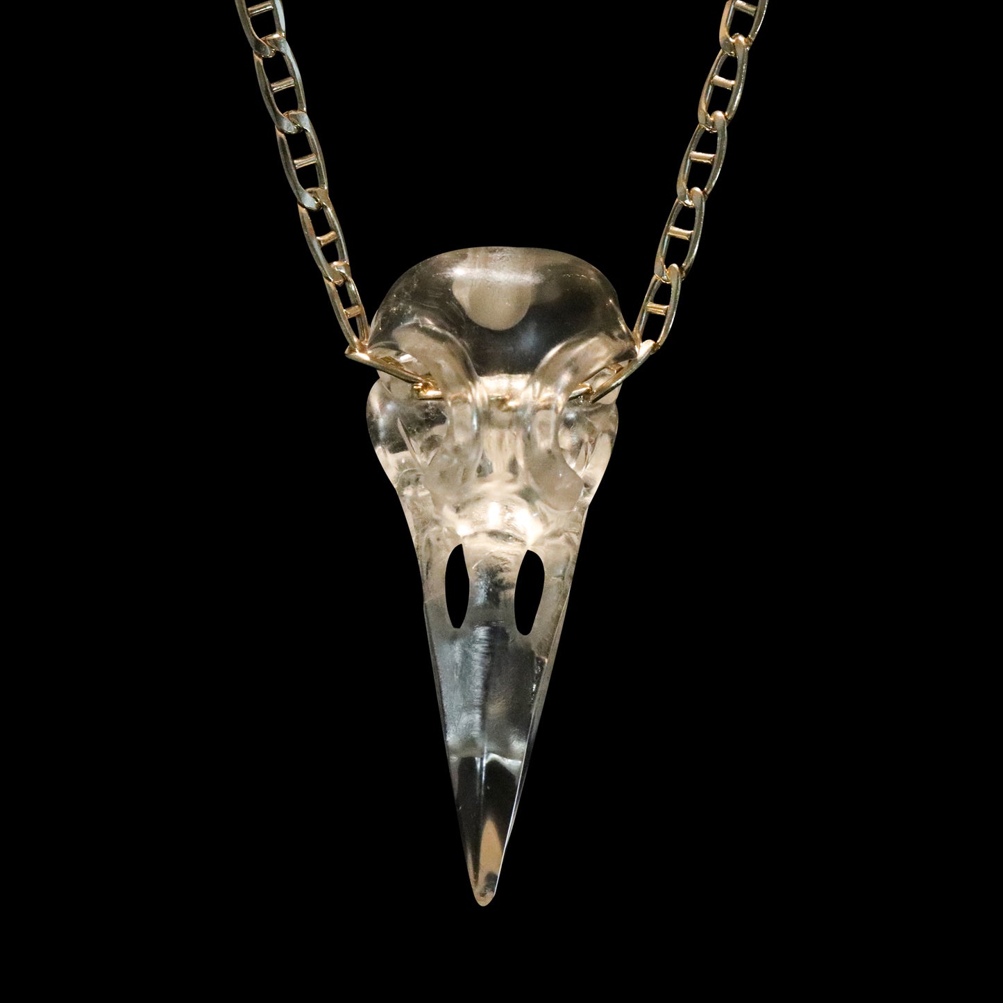 SMOKY QUARTZ RAVEN SKULL