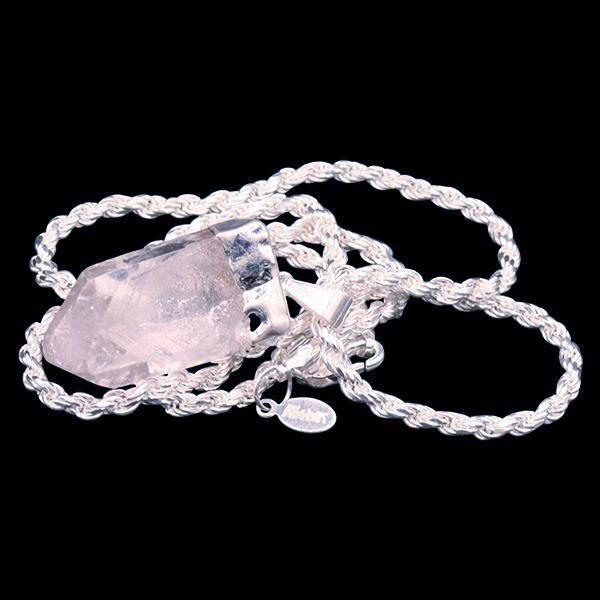 Clear Quartz Point on Sterling Silver Rope
