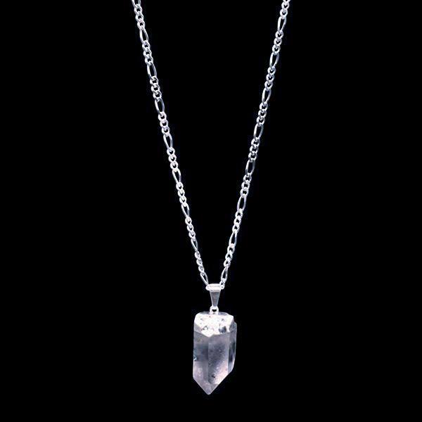 Clear Quartz Point on Silver Sterling Figaro