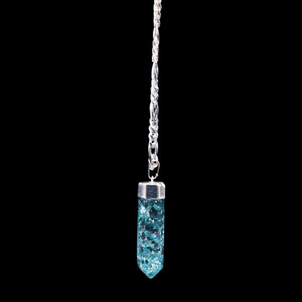 Green Crackle Quartz Point on Sterling Silver Figaro
