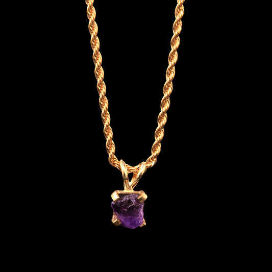 2.7 CARAT NATURAL UNTREATED BRAZILIAN AMETHYST GEM SOLITAIRE ON 14K ROPE