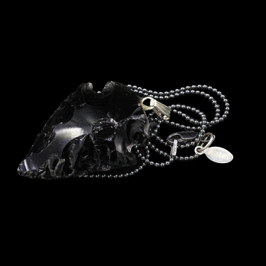 Black Obsidian Arrowhead on Black Oxidized Sterling Silver Bead