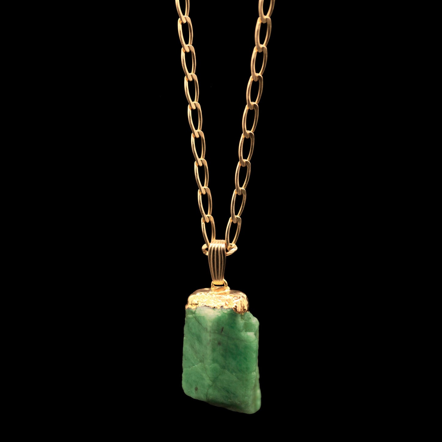 Raw Emerald on Elongated Curb