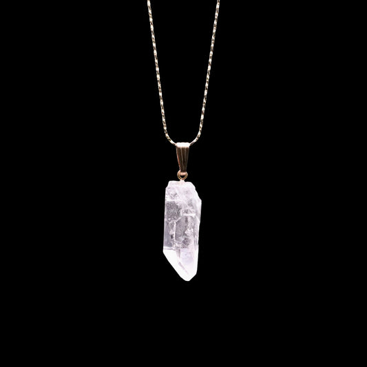 Raw Clear Quartz Point Holiday 21’ Necklace