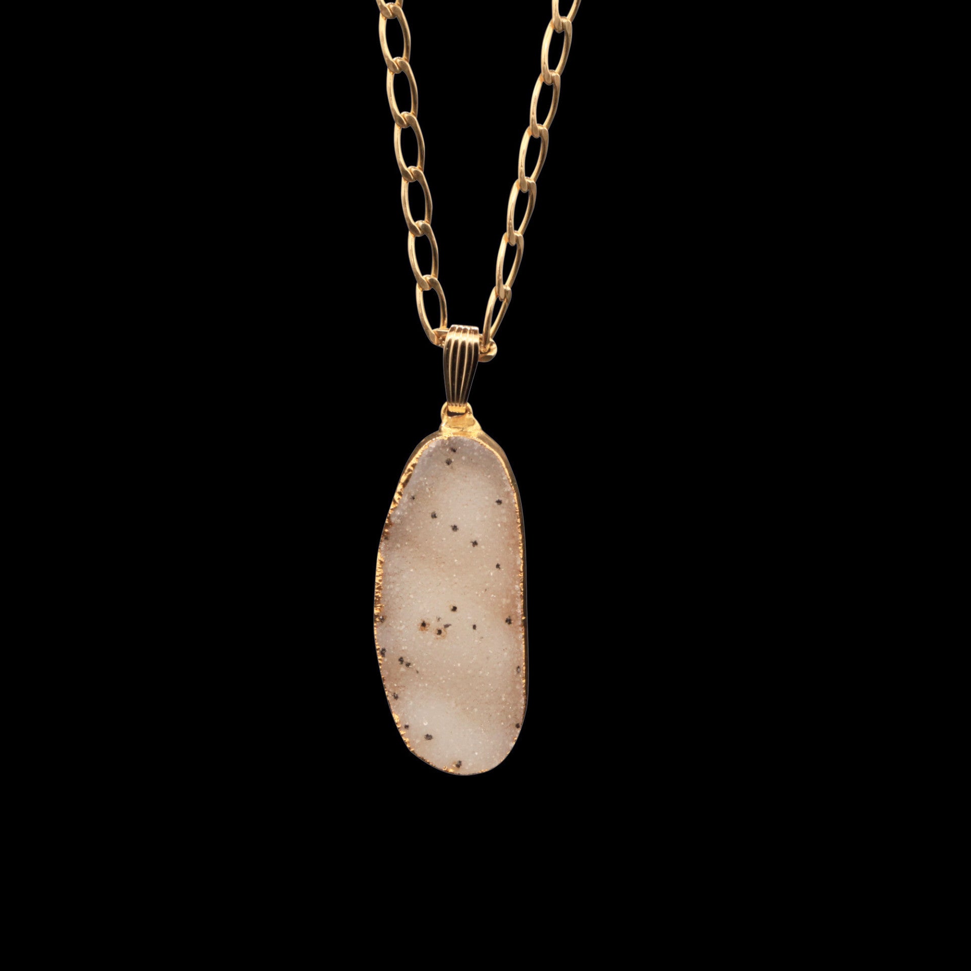 White Agate Druzy on Elongated Curb