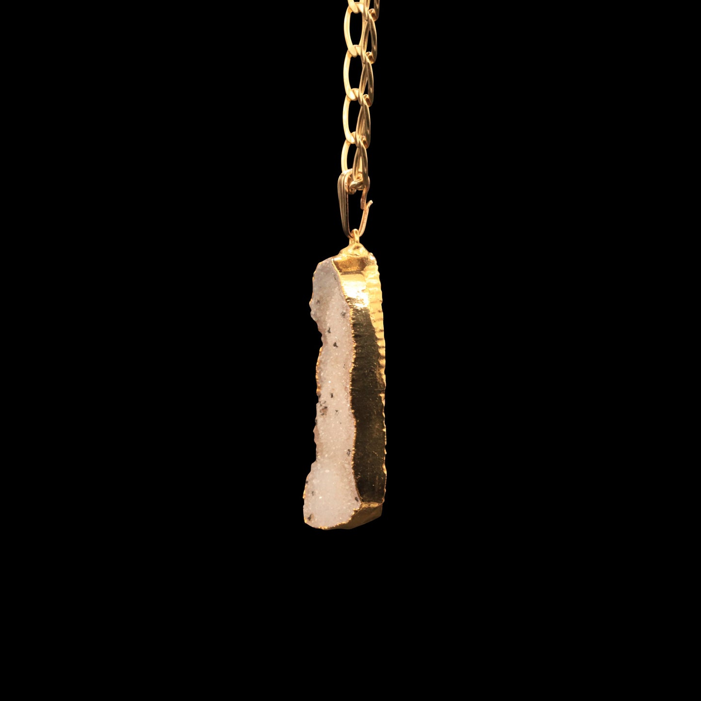 White Agate Druzy on Elongated Curb