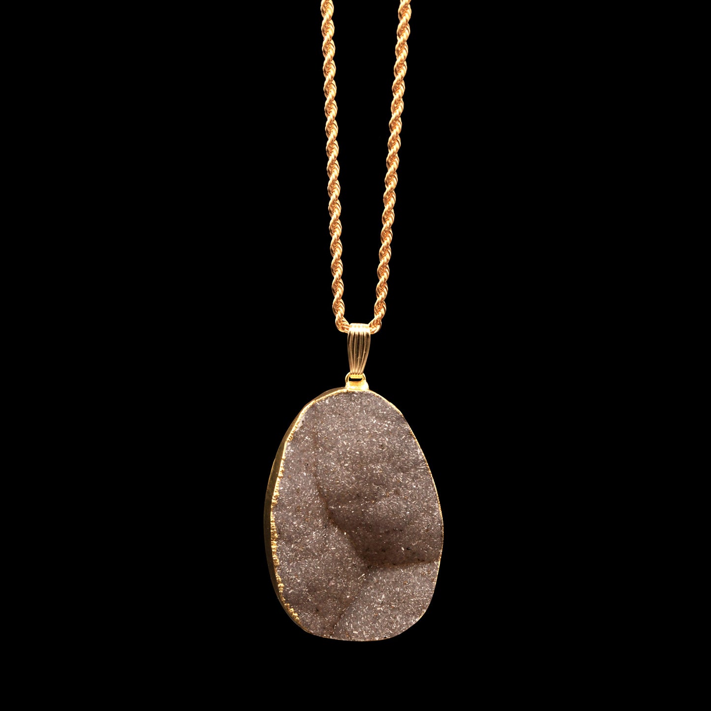Cadet Gray Agate Druzy on Rope