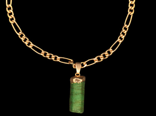 Raw Emerald on Figaro Choker