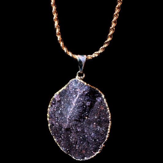 Natural Agate Druzy Slice on Rope