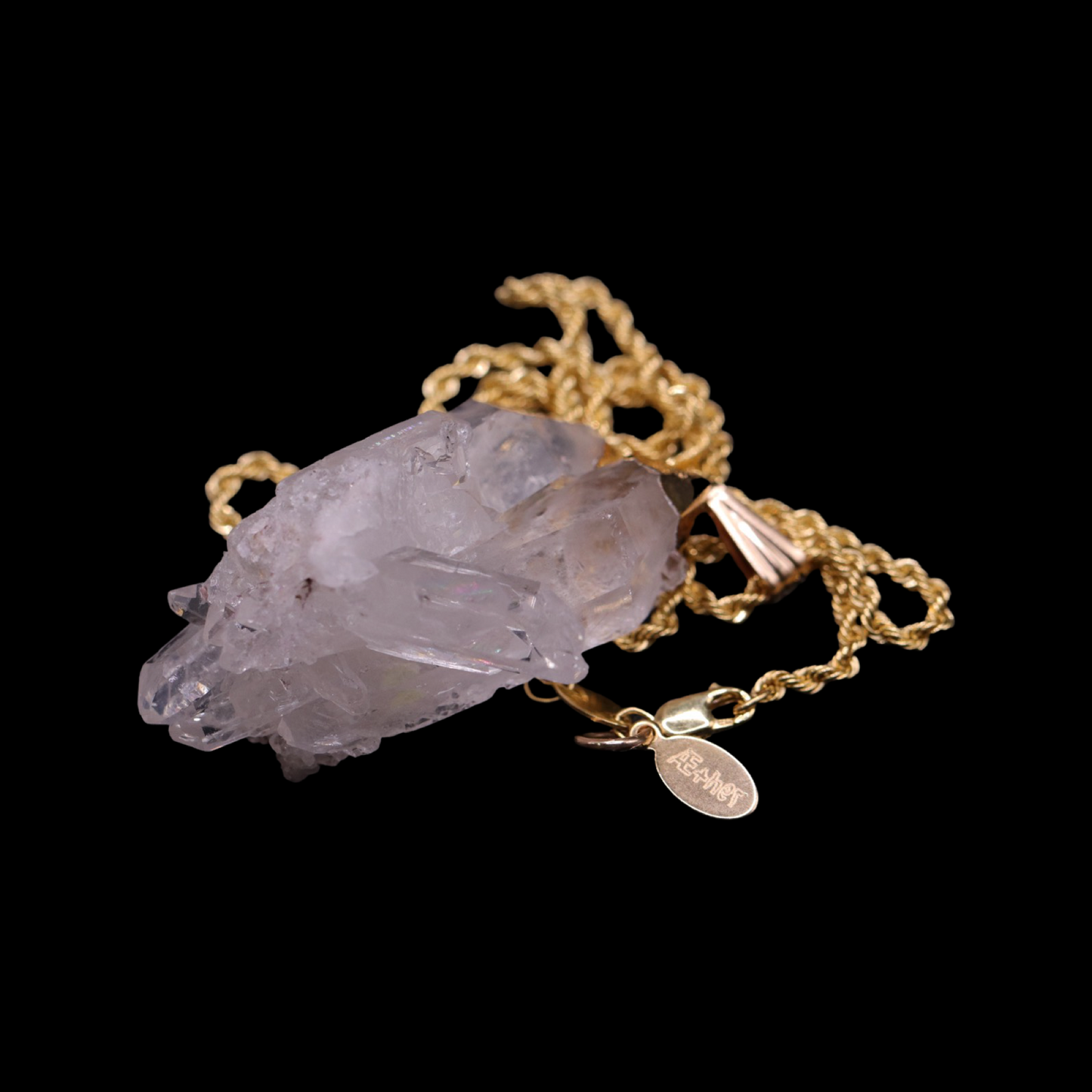 Raw Clear Quartz Cluster on Rope
