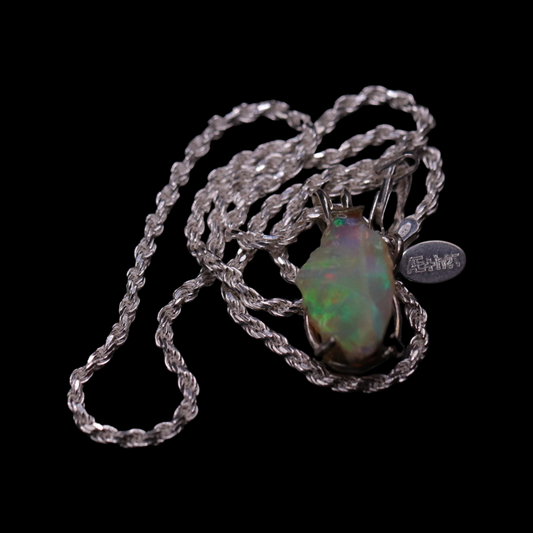 Natural Ethiopian Opal Solitaire on Rope
